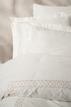 Lenjerie de pat satin premium brodată, 6 piese, bumbac 100%, Cotton Box, Riley - Ecru [1]