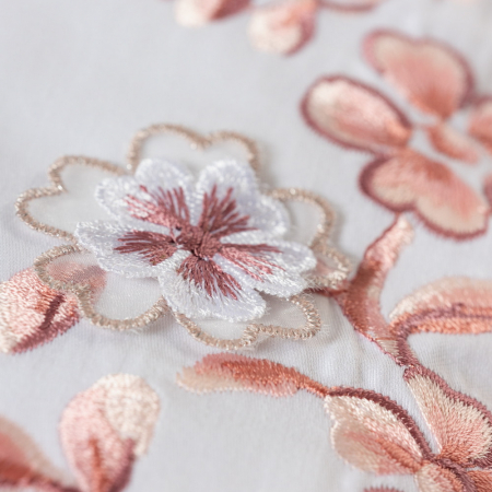 Lenjerie de pat satin premium brodată, 6 piese, bumbac 100%, Cotton Box, Tiny - Powder [2]