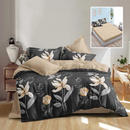 LENJERII DE PAT POLICOTON - LENJERIE FINET 6 PIESE CU HUSA - 160x200 SI 180x200 (ELLA-VH)