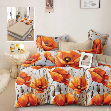 LENJERII DE PAT POLICOTON - LENJERIE FINET 6 PIESE CU HUSA - 160x200 SI 180x200 (HARPER)