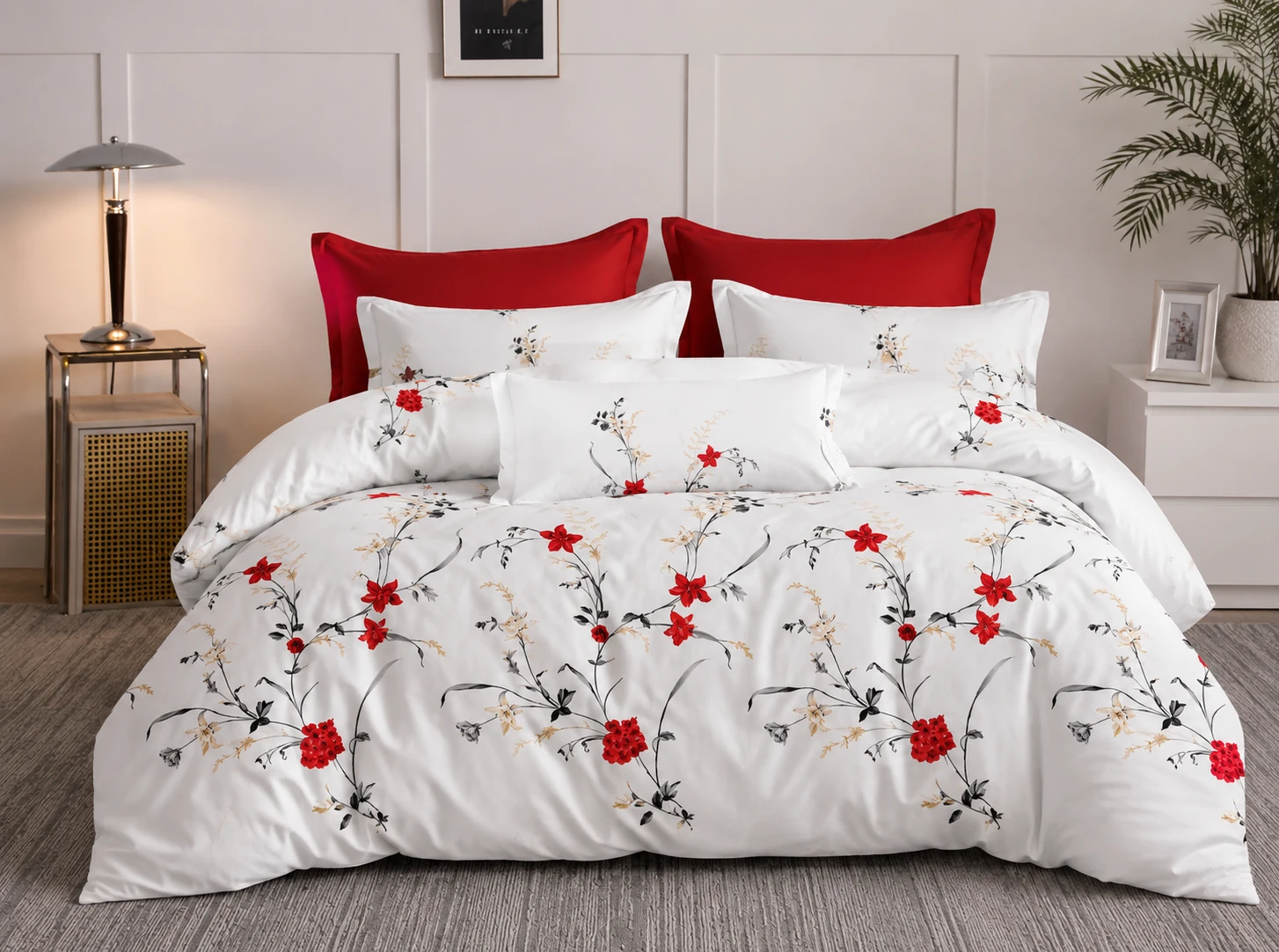 Lenjerii de pat - Lenjerie Finet 6 piese cu husa de pat pentru saltea de 160×200 si 180×200
