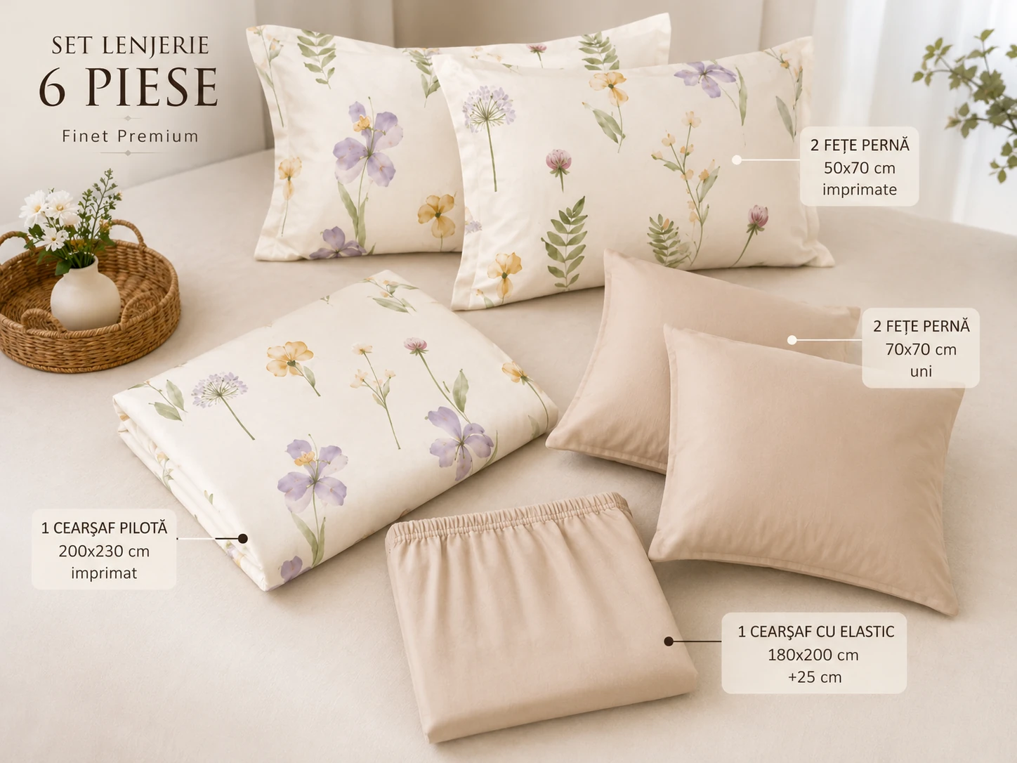 Lenjerie Finet 6 piese cu husa de pat pentru saltea de 160×200 si 180×200 [2]