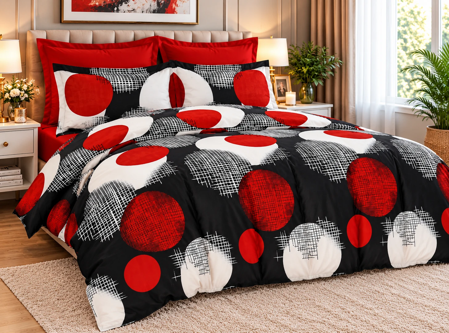 Lenjerii de pat - Lenjerie Finet 6 piese cu husa de pat pentru saltea de 160×200 si 180×200