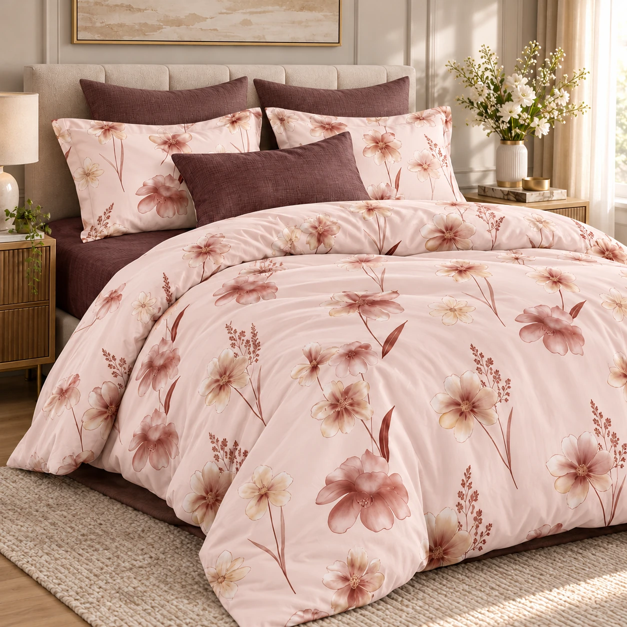 Lenjerii de pat - Lenjerie Finet 6 piese cu husa de pat pentru saltea de 160×200 si 180×200