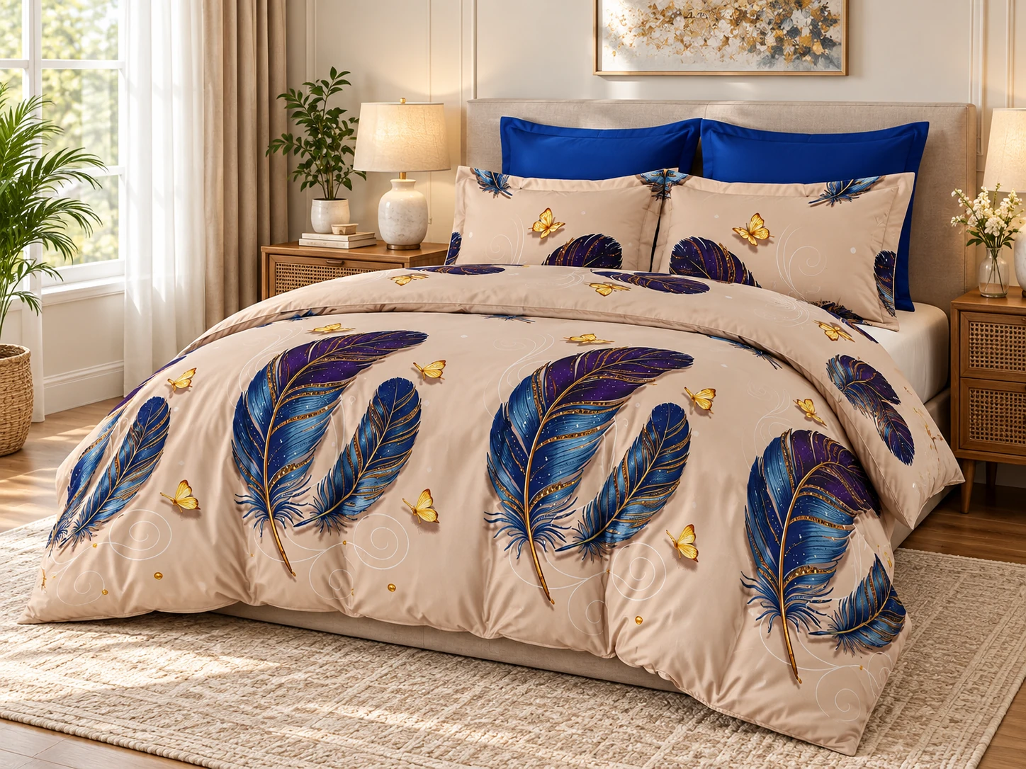 Lenjerii de pat - Lenjerie Finet 6 piese cu husa de pat pentru saltea de 160×200 si 180×200