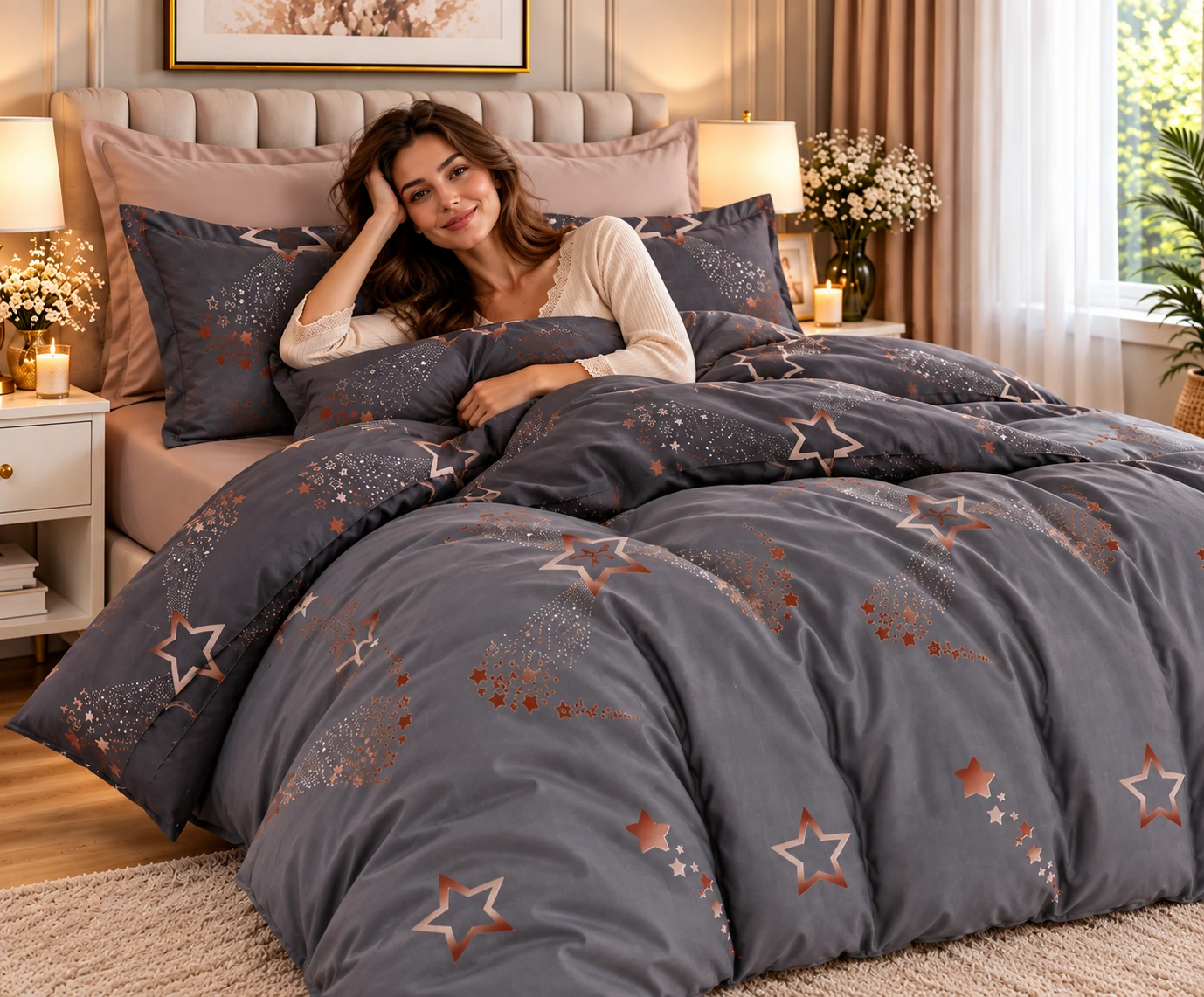 Lenjerie Finet 6 piese cu husa de pat pentru saltea de 160×200 si 180×200 [1]