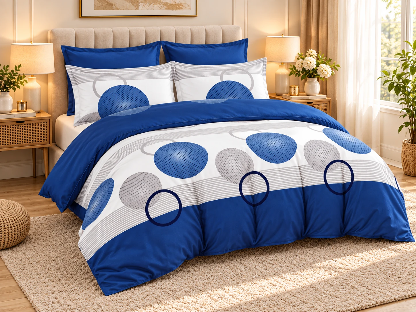 Lenjerii de pat - Lenjerie Finet 6 piese cu husa de pat pentru saltea de 160×200 si 180×200