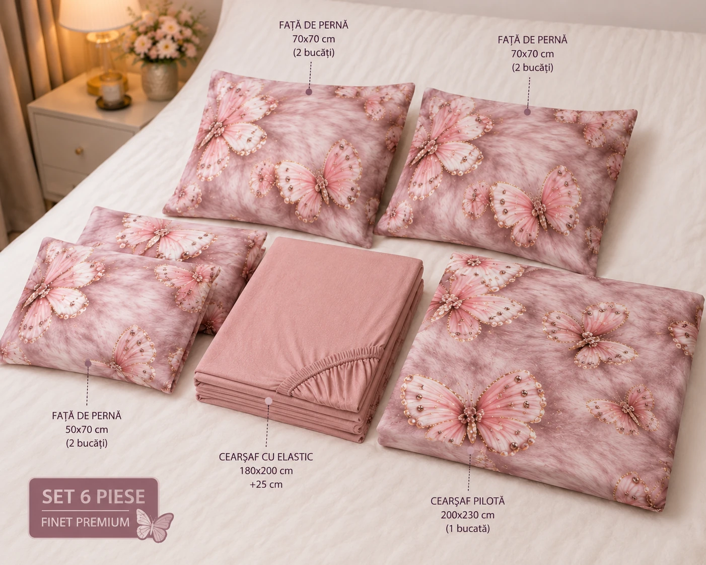 Lenjerie Finet 6 piese cu husa de pat pentru saltea de 160×200 si 180×200 [5]