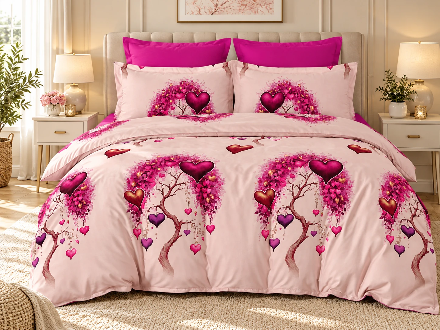 Lenjerii de pat - Lenjerie Finet 6 piese cu husa de pat pentru saltea de 160×200 si 180×200