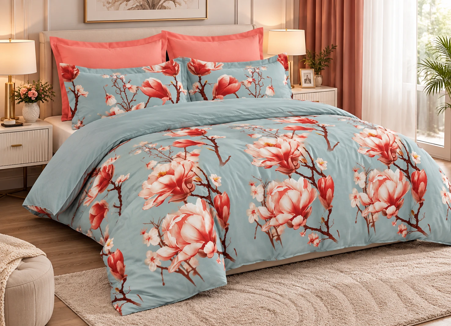 Lenjerii de pat - Lenjerie Finet 6 piese cu husa de pat pentru saltea de 160×200 si 180×200