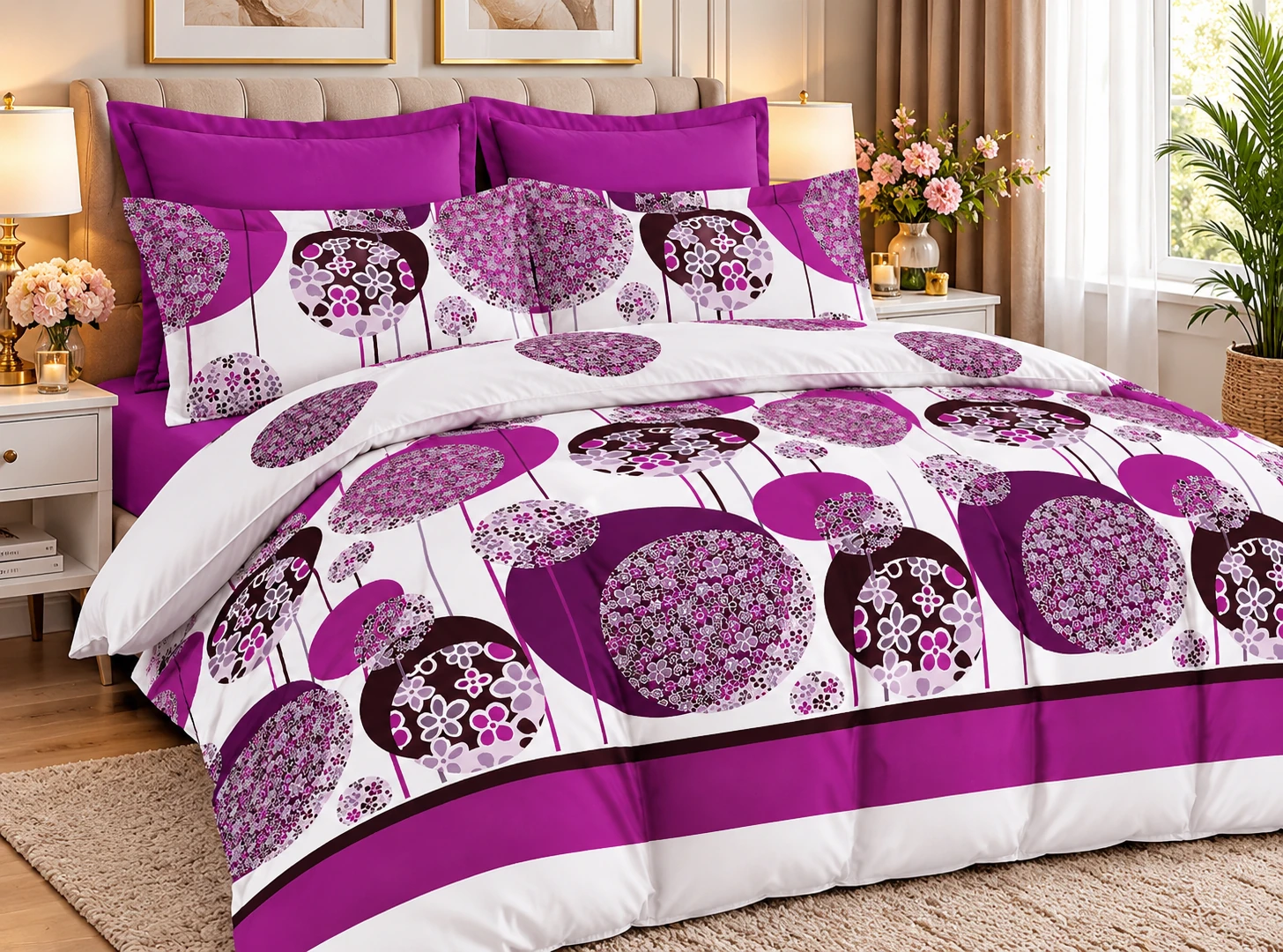 Lenjerii de pat - Lenjerie Finet 6 piese cu husa de pat pentru saltea de 160×200 si 180×200