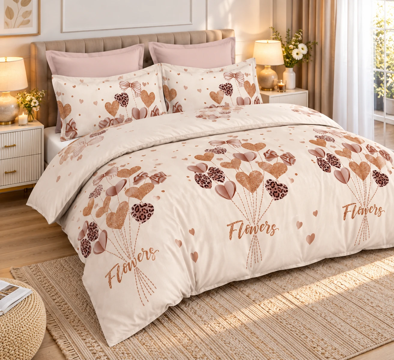 Lenjerii de pat - Lenjerie Finet 6 piese cu husa de pat pentru saltea de 160×200 si 180×200