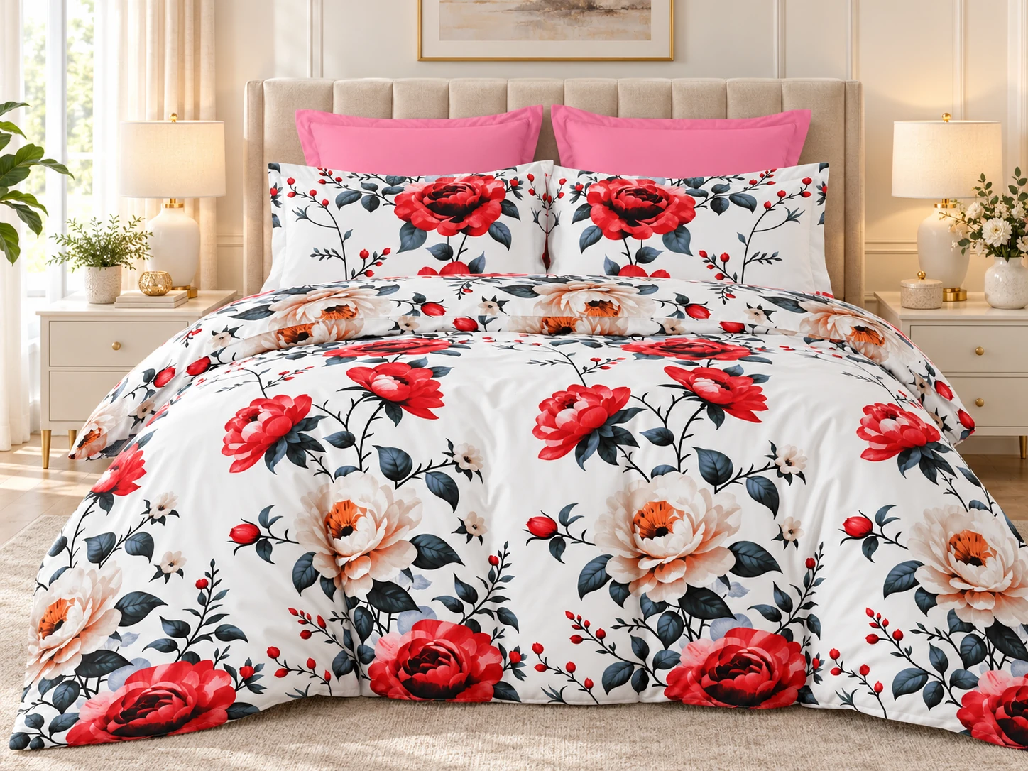 Lenjerii de pat - Lenjerie Finet 6 piese cu husa de pat pentru saltea de 160×200 si 180×200