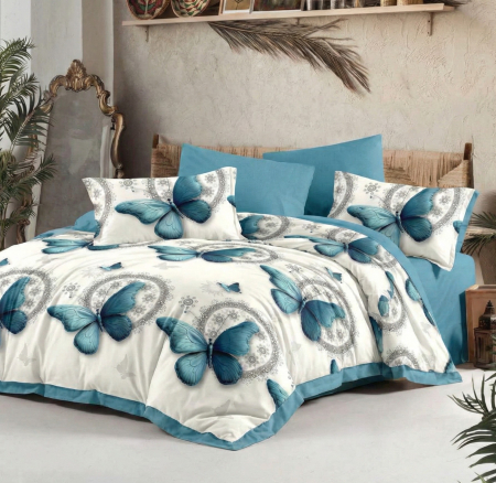 Pucioasa - Lenjerie Finet 6 piese cu husa de pat pentru saltea de 160x200 si 180x200