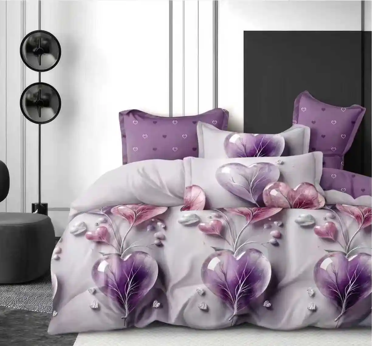 Pucioasa - Lenjerie Finet 6 piese cu husa de pat pentru saltea de 160x200 si 180x200