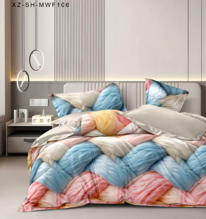 Pucioasa - Lenjerie Finet 6 piese cu husa de pat pentru saltea de 160x200 si 180x200