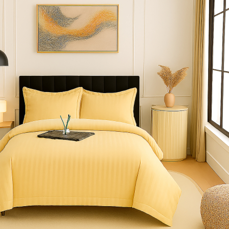 Pucioasa - Lenjerie pat damasc policoton XXL - SUPER PRET (GALBEN)