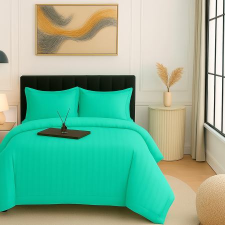 Pucioasa - Lenjerie pat damasc policoton XXL - SUPER PRET (MINT)