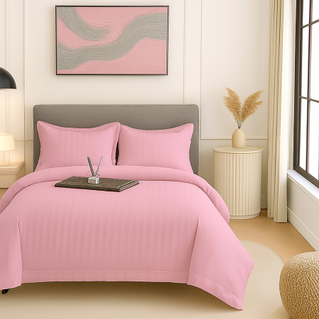 Pucioasa - Lenjerie pat damasc policoton XXL - SUPER PRET (ROZ)