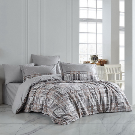 Lenjerii bumbac poplin - Lenjerie pat dublu, poplin, Hobby, Lucia - Grey
