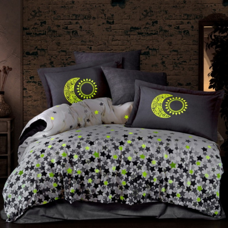 Lenjerie pat dublu, poplin, Hobby, Star's - Grey [1]