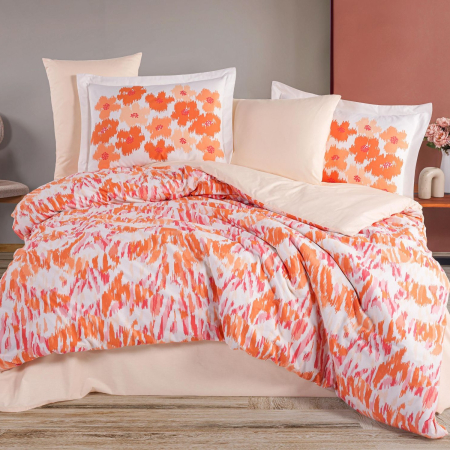 Lenjerii bumbac poplin - Lenjerie pat dublu, poplin, Hobby, Penny - Coral