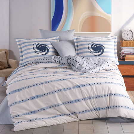Lenjerii bumbac poplin - Lenjerie pat dublu, poplin, Hobby, Squal - Sea