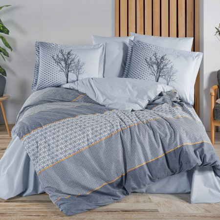 Lenjerii bumbac poplin - Lenjerie pat dublu, poplin, Hobby, Tanya - Indigo