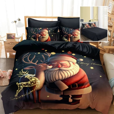 Pucioasa - Lenjerie pat finet 3D 6 piese Craciun F-XMAS55