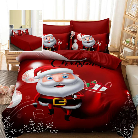 Pucioasa - Lenjerie pat finet 3D 6 piese Craciun F-XMAS68