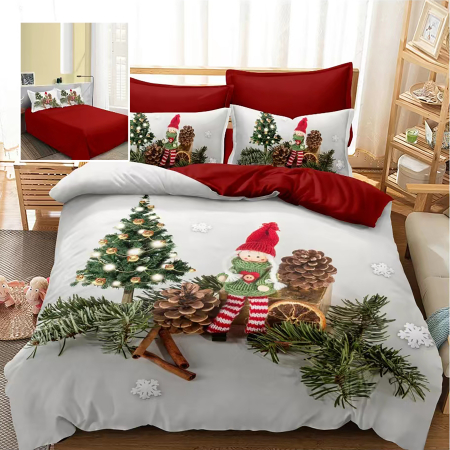 Pucioasa - Lenjerie pat finet 3D 6 piese Craciun F-XMAS76