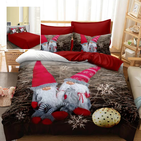Pucioasa - Lenjerie pat finet 3D 6 piese Craciun F-XMAS79
