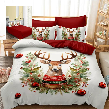 Pucioasa - Lenjerie pat finet 3D 6 piese Craciun F-XMAS83