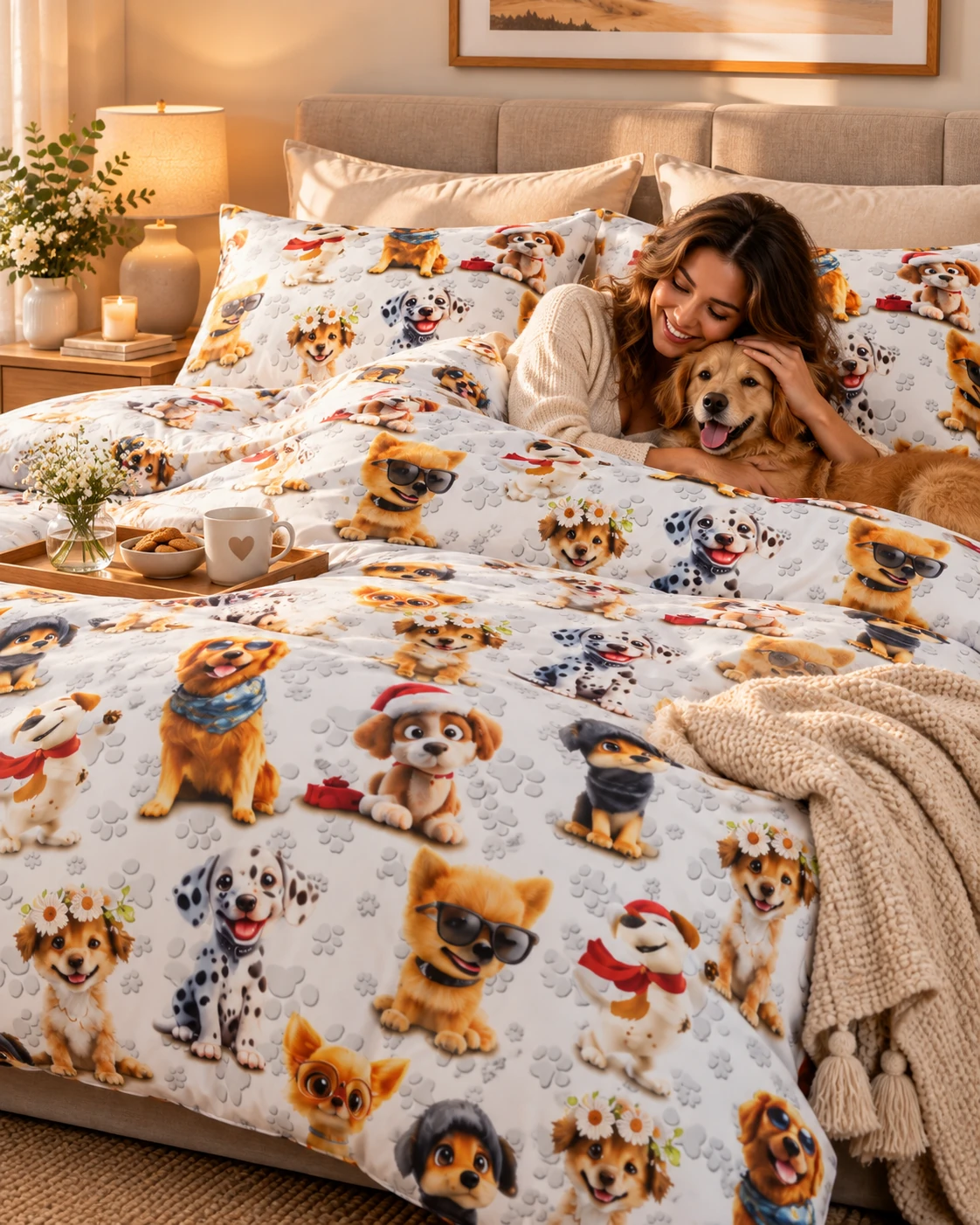 Lenjerie pat Ranforce 100% Cotton Pro (Cozy Dog Print) - Marime: O persoana [4]
