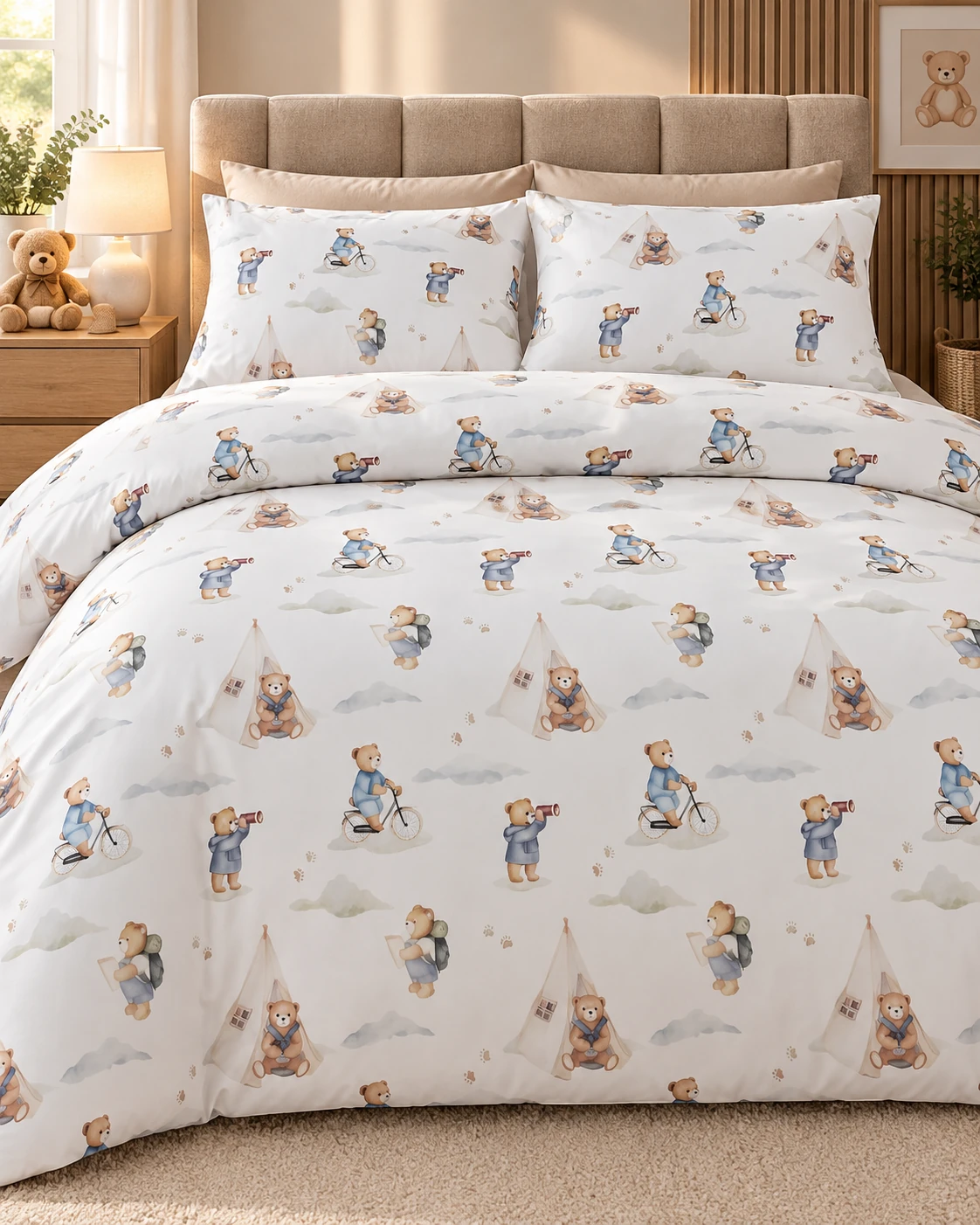 Lenjerie pat Ranforce 100% Cotton Pro (Cozy Teddy Bear) - Marime: O persoana [3]