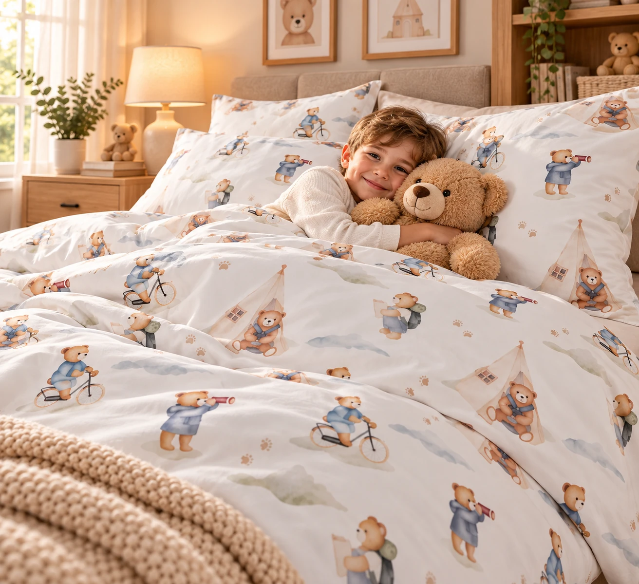 Lenjerie pat Ranforce 100% Cotton Pro (Cozy Teddy Bear) - Marime: O persoana [2]