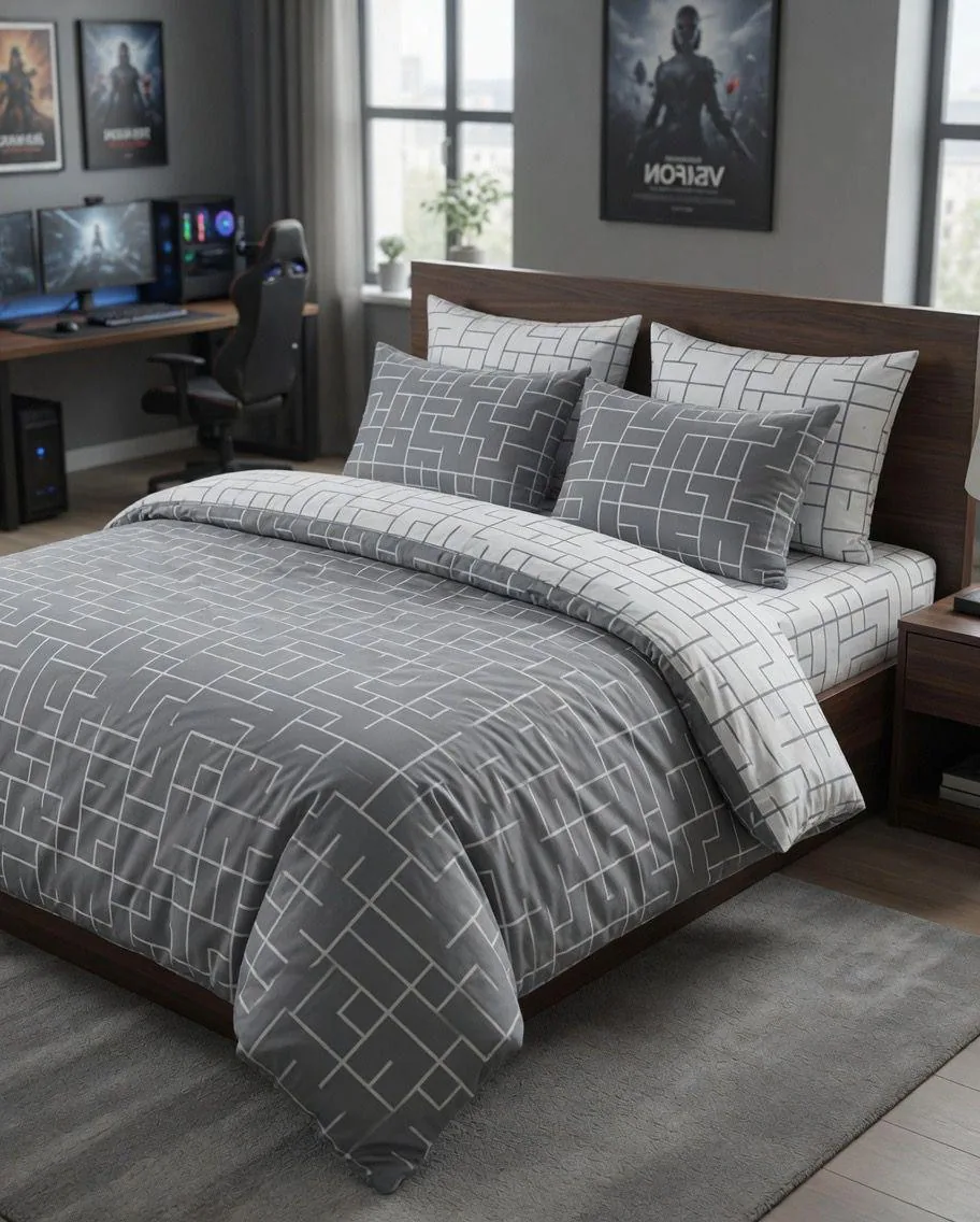 Lenjerii bumbac ranforce - XXL - Lenjerie pat Ranforce 100% Cotton Pro (Lumiere) - Marime: O persoana