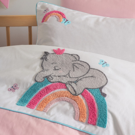 Lenjerie pătuț bebe, broderie 3D, bumbac 100%, Cotton Box, Lucky - Pink [1]