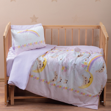 Lenjerie pătuț bebe, bumbac 100%, Cotton Box, Kuzu - Lilac [0]