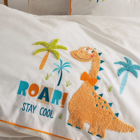 Lenjerie pătuț bebe, broderie 3D, bumbac 100%, Cotton Box, Kiddo - Cream [1]