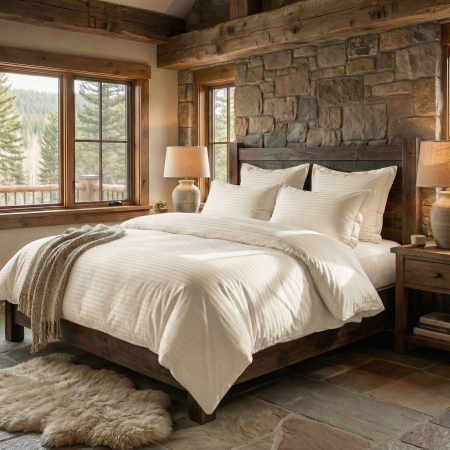 Pucioasa - LENJERII DE PAT DAMASC-POLICOTON 6 PIESE