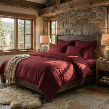 Pucioasa - LENJERII DE PAT DAMASC-POLICOTON 6 PIESE