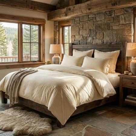 Pucioasa - LENJERII DE PAT DAMASC-POLICOTON 6 PIESE