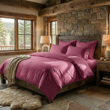 Pucioasa - LENJERII DE PAT DAMASC-POLICOTON 6 PIESE