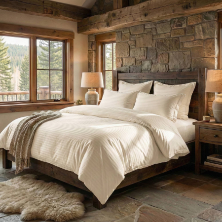 Pucioasa - LENJERII DE PAT DAMASC-POLICOTON 6 PIESE