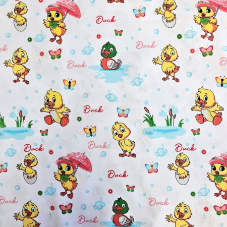 Material textil finet, 240cm, 100% bumbac, Alb cu ratuste [1]