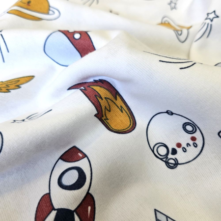 Material textil finet, 240cm, 100% bumbac, Alb Space [2]
