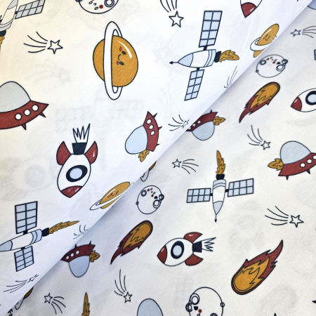 Finet - Material textil finet, 240cm, 100% bumbac, Alb Space