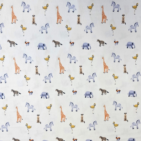 Material textil finet, 240cm, 100% bumbac, Alb cu animalute [1]