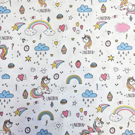 Material textil finet, 240cm, 100% bumbac, Happy Unicorn [1]